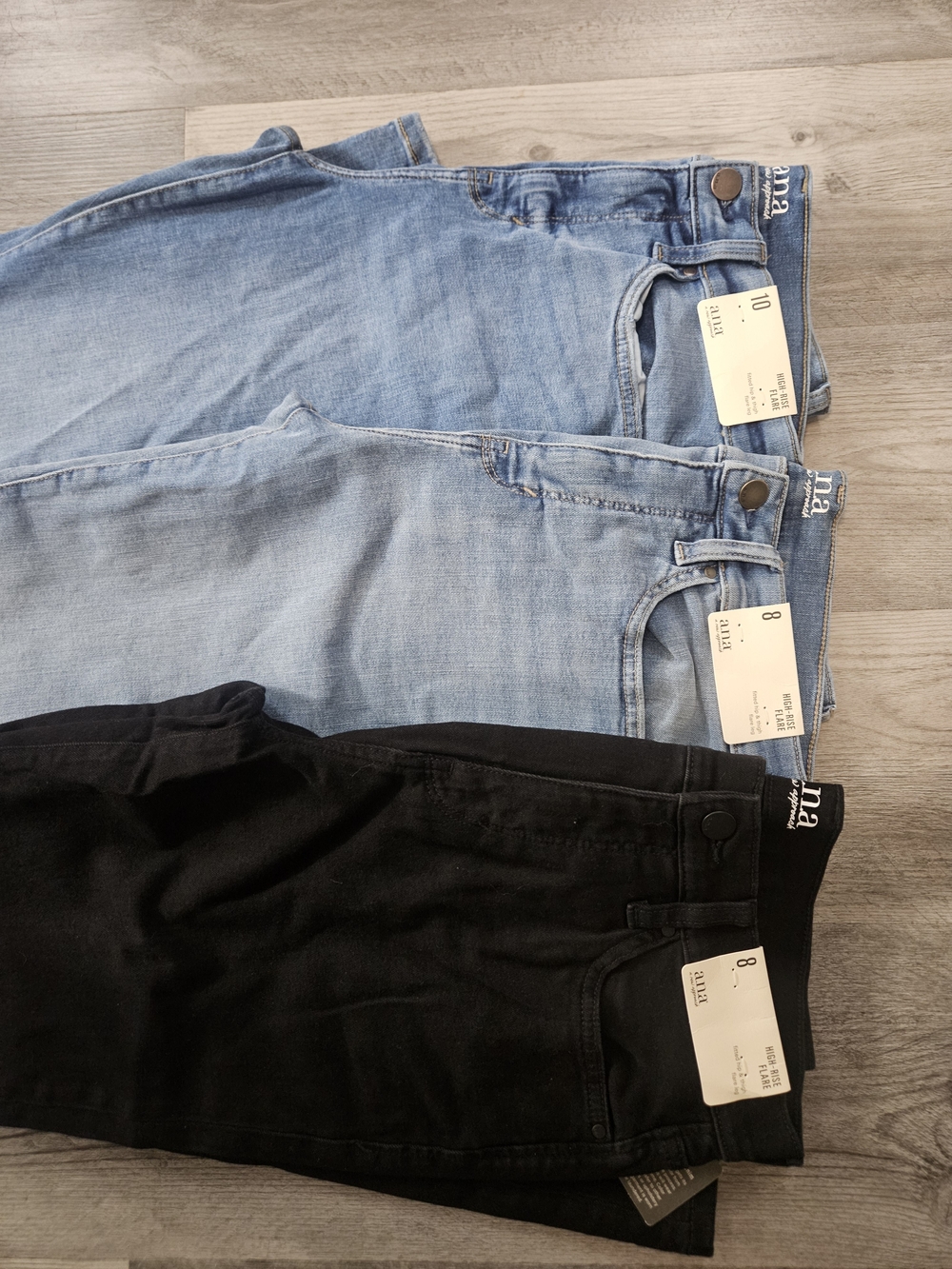 A.N.A. Juniors High-Rise Flare Jeans — Light Blue & Black
